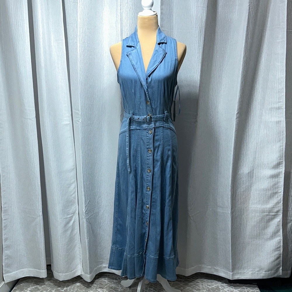 Robert Rodriguez Sleeveless Denim Maxi Dress in Light Blue